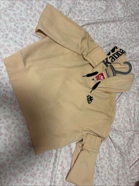 Kappa Men’s Beige Zip-Up Hoodie with Black Logo Trim
